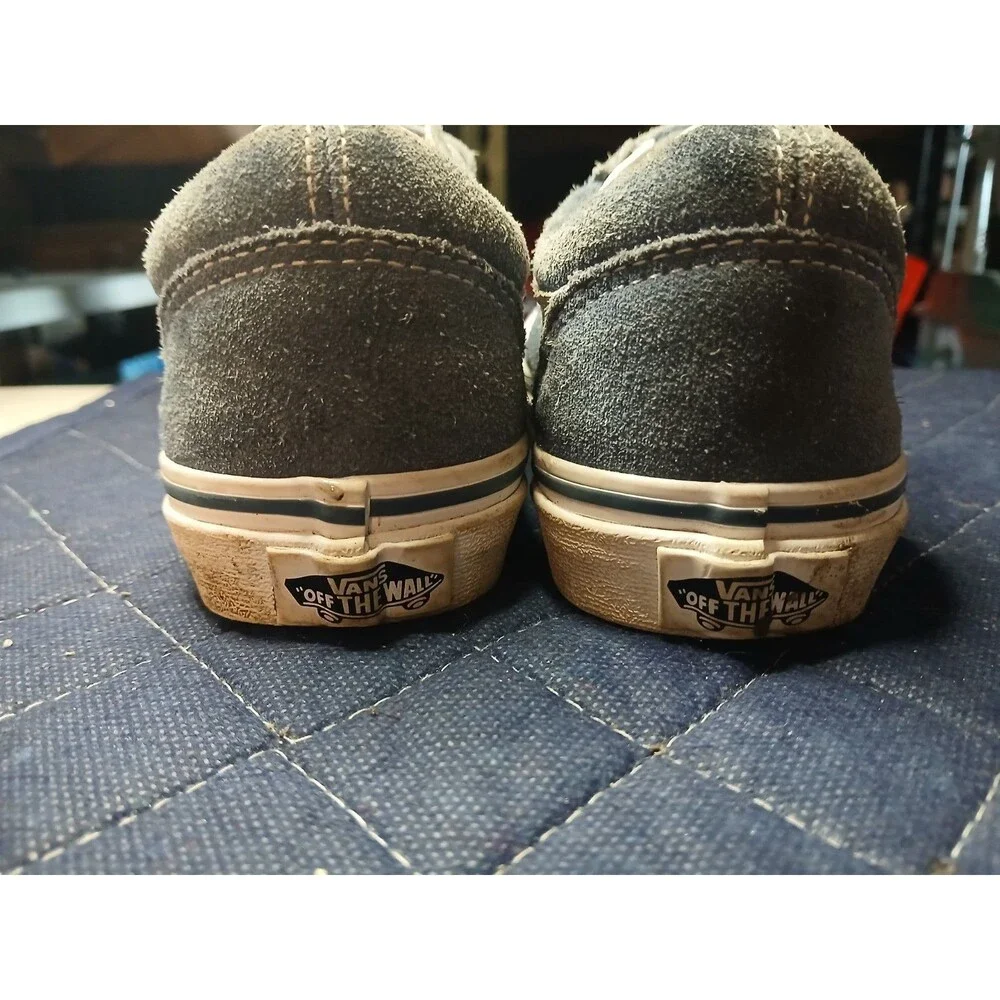 Vans Kids Old Skool Navy & Gray Youth Shoes Size 2 With Hook & Loop Straps